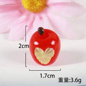 3D mignon coeur grosse pomme rouge avec noyau de pomme résine fruits bricolage résine breloques accessoire porte-clés téléphone chaîne pendentif quotidien - Product Image 6