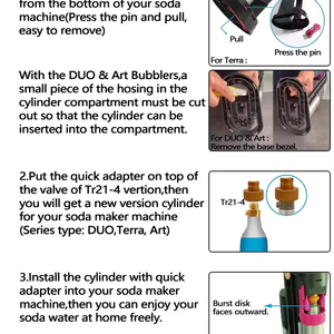 Adaptateur SodaStream TR21-4 Art Terra DUO à connexion rapide pour machine à soda, pièces de valve de cylindre de gaz CO2 personnalisables en aluminium - Product Image 6