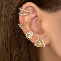 Bijoux fantaisie en gros, hypoallergéniques, en laiton plaqué or 18 carats, plaqué rhodium, sertis de zircon, jolies boucles d'oreilles à clous triangulaires