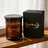 Stoples Lilin Kaca Amber Transparan 8oz 10oz 12oz Stoples Lilin Mewah Kosong dengan Tutup untuk Pembuatan Lilin