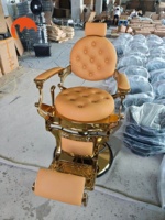 Chaises de coiffure vintage en or, robustes, salon de coiffure professionnel, chaise de barbier antique de luxe pour homme