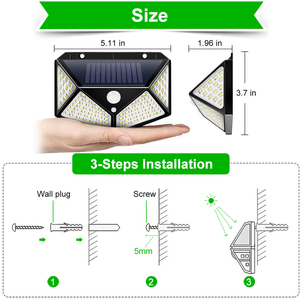 IP65 Waterproof Home <b>Led</b> Solar <b>Light</b> PIR <b>Motion</b> <b>Sensor</b> Outdoor Lamp Security Wall 100 <b>Lights</b> WD-100 High Quality Outdoor Solar P - Product Image 5