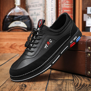 Baskets décontractées en cuir PU pour hommes, à enfiler, avec lacets élastiques, pour le quotidien et les affaires - Product Image 5