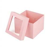 Boîte à gâteau personnalisée en papier premium, grande boîte à gâteau de 8 pouces avec fenêtre transparente, emballage de gâteau avec impression, gaufrage et marquage à chaud