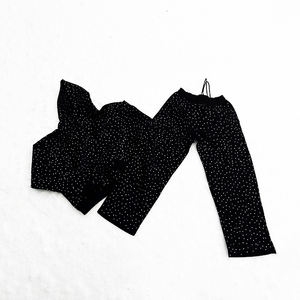 โลโก้สั่งทำจากผู้ผลิต ผ้าหนา 500gsm สีดำ ประดับกลิตเตอร์ 3 มิติ ลายเพชร ผ้าฝ้าย 100% ประดับคริสตัลเต็มตัว ทรงโอเวอร์ไซส์ - Product Image 1