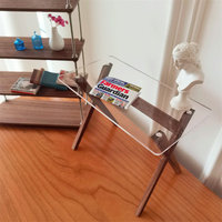 Table en verre pour maison de poupée 1:6, table à manger, modèle de bureau, meubles en bois décoratifs pour maison de poupée
