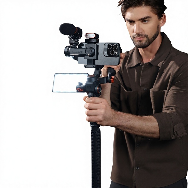 Haohem M7 500g Ultra-Strong Bearing Mobile Phone Gimbal Stabilizer AI Face Tracking Gesture Capture App Control-360 Rotation