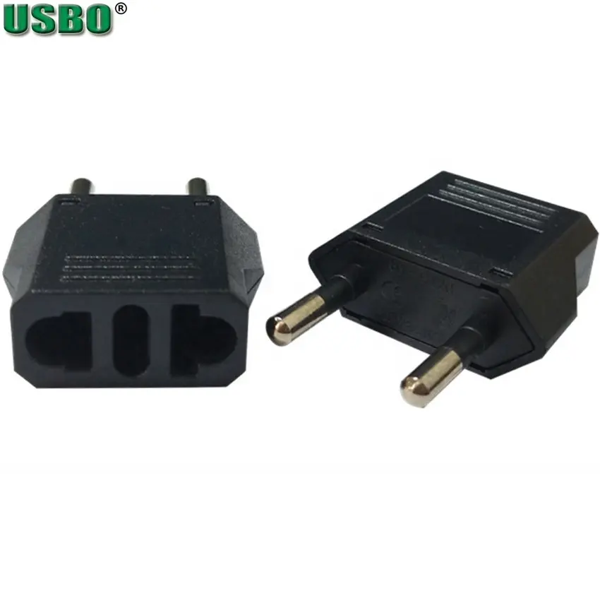USBO EU Standard Round Pin to Flat Pin Small Conversion Plug For Switzerland Italy Europe US Australia