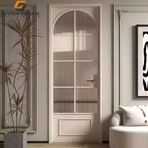 Porte française en verre arqué en aluminium moderne GS avec grille décorative pour séparateur de pièce intérieur de villa de luxe - Product Image 2