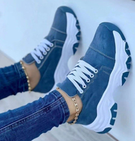 Collection Européenne et Américaine 2024 : Baskets décontractées à lacets pour femme, style marche, semelle épaisse, coupe basse