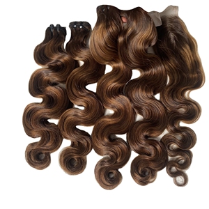 ผมต่อสีน้ำตาลธรรมชาติแบบเส้นเดียวจากผู้บริจาคคนเดียว ผมเวอร์จิ้นแบบเทปติด ราคาขายส่ง พร้อมเชือกผูกผมแบบลูกไม้  แบบลอนบอดี้เวฟ - Product Image 4