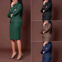 Costumes personnalisés de haute qualité pour dames costume de bureau à manches longues et jupe mince fendue ensemble deux pièces costumes d'affaires pour femmes