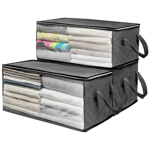 Sac de rangement en tissu non tissé à fermeture éclair de taille personnalisée pour vêtements Organisateur pliable en coton et lin Boîtes de rangement <span class=keywords><strong>sous</strong></span> le lit respirantes - Product Image 1