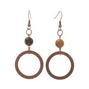 Pendientes de madera Retro Simple exagerado geométrico Circular hueco pendientes colgantes de madera para mujeres Uionen 987 - Product Image 5
