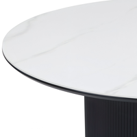Table à manger moderne de luxe en pierre frittée avec piétement en MDF écologique pour la maison, l'appartement, l'hôtel, la salle à manger
