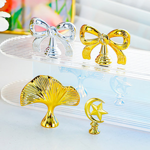 Perillas para Muebles de Resina con Diseño Novedoso de Hoja de Ginkgo, Lazo, Luna y Estrella, Herrajes Decorativos - Product Image 1
