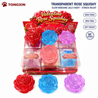 Squishies transparents en forme de rose à remontée lente, jouets anti-stress en gros, cadeau de la Saint-Valentin