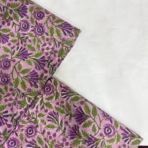 Tela Ligera y Transpirable 100% Algodón con Estampado Floral Botánico de Lavanda para Camisas, Kurtis y Prendas de Vestir para Hombre y Mujer - Product Image 4