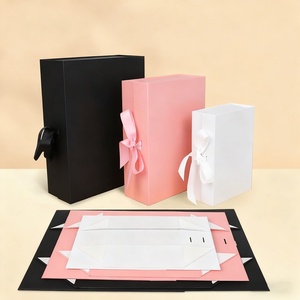 Gift Fold <b>Box</b> Recycled Kraft Folding Gift Packaging Paper <b>Box</b> Manufacturer Folding Gift Paper <b>Box</b> Supplier with Ribbon Bow - Product Image 5