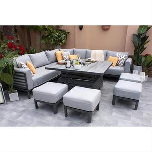 <span class=keywords><strong>Antigua</strong></span> Sitzgruppen moderno negro aluminio patio trasero muebles al aire libre sofá conjunto Patio muebles de exterior para jardín con mesa elevadora - Product Image 3