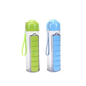 Botella de Agua Portátil y Organizador de Pastillas - Botella de Agua de Viaje de 400 ml con Estuche Semanal para Pastillas para 7 Días, para Actividades al Aire Libre - Product Image 1