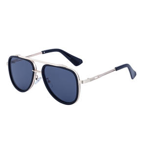 แว่นกันแดดทรงนักบินแบบสองบริดจ์สไตล์เรโทรสำหรับผู้ชาย ป้องกันรังสียูวี 400 เลนส์พีซี กรอบสีดำ เหมาะสำหรับกิจกรรมกลางแจ้งและขับรถ - Product Image 5