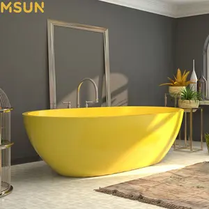 Dorimsun — baignoire autoportante en pierre et résine, pour baignoire de petite taille, couleur unie mate
