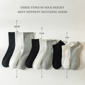 Chaussettes jetables noires blanches grises pour hommes et femmes Chaussettes d'équipage pour affaires et loisirs Chaussettes de sport en coton à tube moyen Vente en gros transfrontalière - Product Image 3