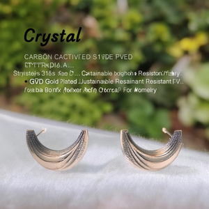 <b>Crystal</b> <b>Earrings</b> 316L Stainless Steel PVD Gold Plated Sustainable Resistant <b>Studs</b> For Women Jewelry - Product Image 3