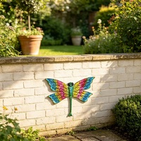 Décoration murale suspendue en fer forgé, motif libellule, populaire et colorée, pour jardin, clôture, porche, extérieur et décoration intérieure