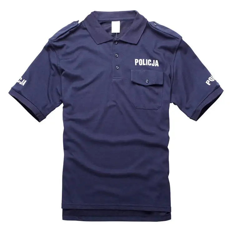 Serviço personalizado Reflexivo Azul Marinho Segurança Oficial Uniformes Poliéster Algodão Po piolhos Polo Shirt