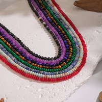 Collier ras du cou tendance en acier inoxydable avec perles colorées en abaque et pierres naturelles œil de tigre pour hommes et femmes