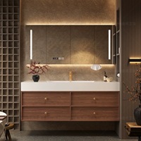 Meuble-lavabo moderne en bois flottant et marbre avec miroir de salle de bain, double/simple vasque, meuble de salle de bain avec vasque