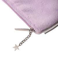 Pochette de rangement douce et moelleuse en polyester violet avec motif bonbons et pendentif étoile |   Sac à cosmétiques portable Kawaii pour l'extérieur