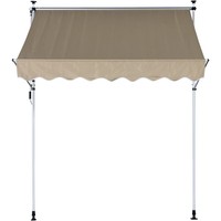 Auvent rétractable à bras articulé 6,0 m de projection, toile en polyester enduit de PU, robuste, à commande manuelle, pour terrasse extérieure