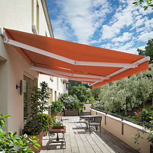 Toldos Eléctricos Exteriores para Villas Modernas Personalizados, de Poliéster, con Marco de Aleación de Aluminio Curvo, Retráctiles, Plegables, con Control Remoto - Product Image 1