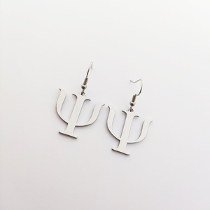 Psychologie Pendentif Boucles D'oreilles 18K Plaqué Or En Acier Inoxydable Psi Psychic Symbole Boucles D'oreilles Psychiatre Boucles D'oreilles Psychologue Cadeau - Product Image 4