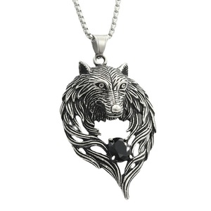 Collar con Colgante de Lobo de Acero Inoxidable para Hombre, Diseño Geométrico con Bisel, Estilo Retro, Joyería de Regalo - Product Image 5