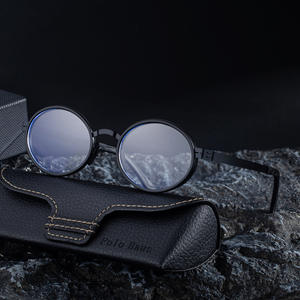 Lunettes de soleil rondes Polo Haus, monture noire, verres TAC, protection UV400, style tendance pour homme - Product Image 1