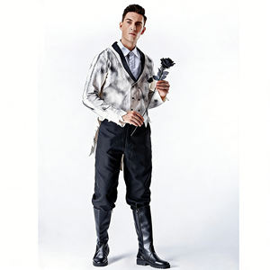 Costume de couple <span class=keywords><strong>mariée</strong></span> et marié zombies - Ensemble de style gothique sanglant pour fête à thème d'horreur d'Halloween - Product Image 2