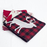 Chemin de table de Noël 2023 au design rustique de cerf, renne nordique et bonhomme de neige