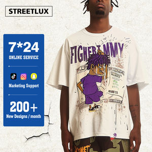 StreetLux, fabricante de camisetas personalizadas, ropa de calle de gran tamaño, camiseta recortada cuadrada con estampado DTG, camiseta gráfica de hombre de algodón 100 de peso pesado - Product Image 1