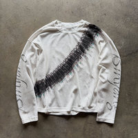 T-shirt thermique à manches longues en coton gaufré 300 GSM, coupe oversize personnalisée, imprimé DTG, style hip-hop, couleur unie, OEM Graphic