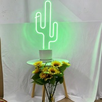 Cactus vert néon LED personnalisé avec panneau mural pour plante