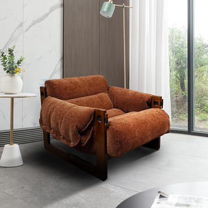 Fauteuil de salon élégant et moderne, chaise de lecture confortable en tissu vert olive durable, chaise de bureau contemporaine en bois - Product Image 6