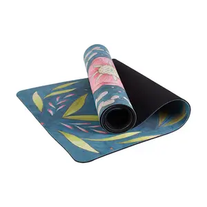 印花防滑麂皮橡胶瑜伽垫运动健身垫适用于所有类型的瑜伽普拉提地板锻炼