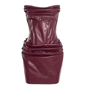 Viviblook D25DS451 Nouvelle Robe de Soirée Courte Sexy d'Automne en Similicuir Plissée avec Baleines, Couleur Unie et Sans Bretelles pour Femme - Product Image 4