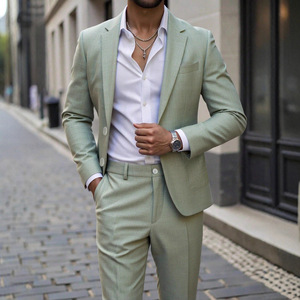 Completo da <span class=keywords><strong>Uomo</strong></span> 2 Pezzi con Risvolto a Revers, Monopetto, Vestibilità Slim, Giacca e Pantaloni, per Occasioni Casual, Formali e Matrimoni - Product Image 2