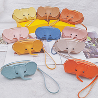 Cuir de vachette Animal dessin animé mignon porte-monnaie portefeuille pochette Mini porte-monnaie avec bracelet en cuir véritable éléphant sac à main