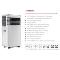 Climatiseur portable électrique 7000 Btu à haute efficacité énergétique, pour usage hôtelier et domestique, installation facile, en plastique